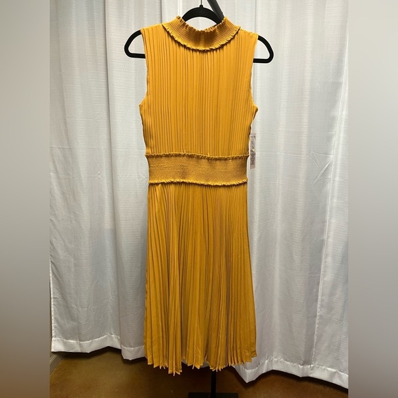NANETTE LEPORE Pleated Smocked Dress NWT in colonel mustard | size 8 - Picture 1 of 7
